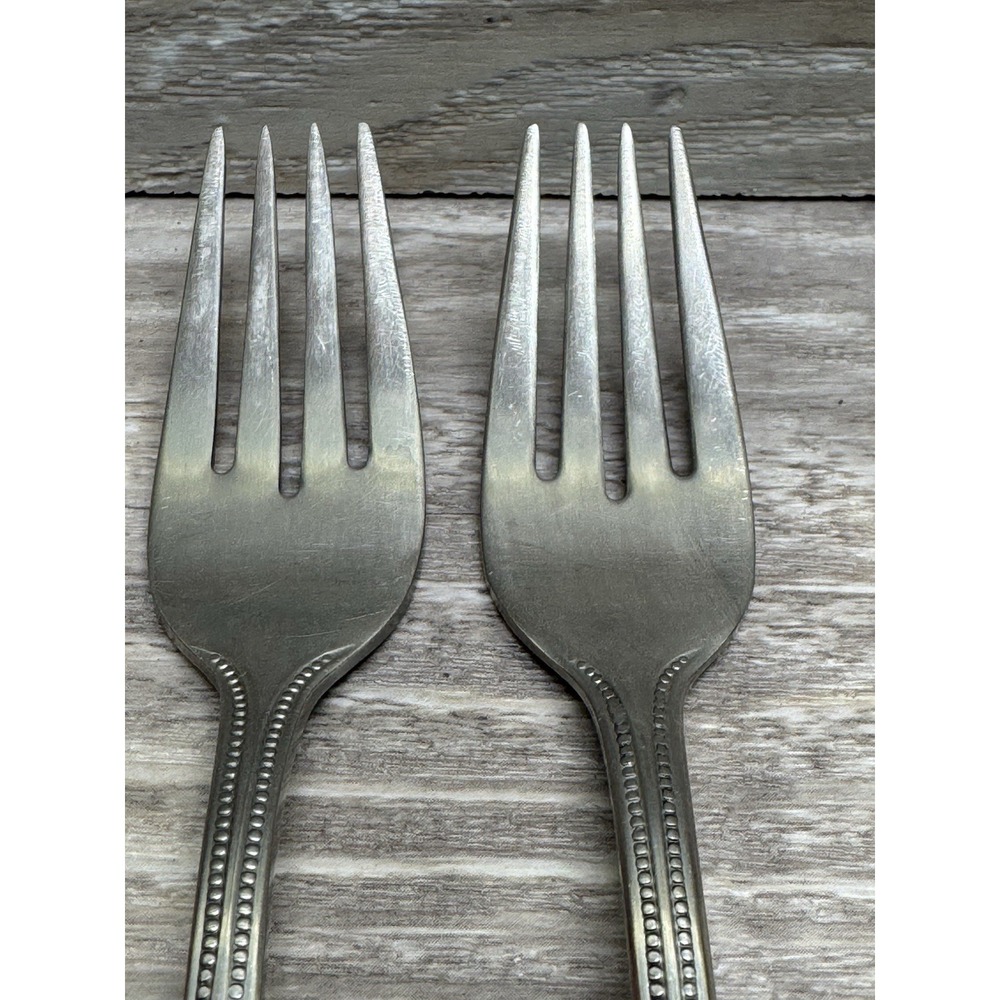 Towle Stainless BEADED ANTIQUE Set of 2 Salad Forks Germany 18/8 Stainless - Picture 2 of 4